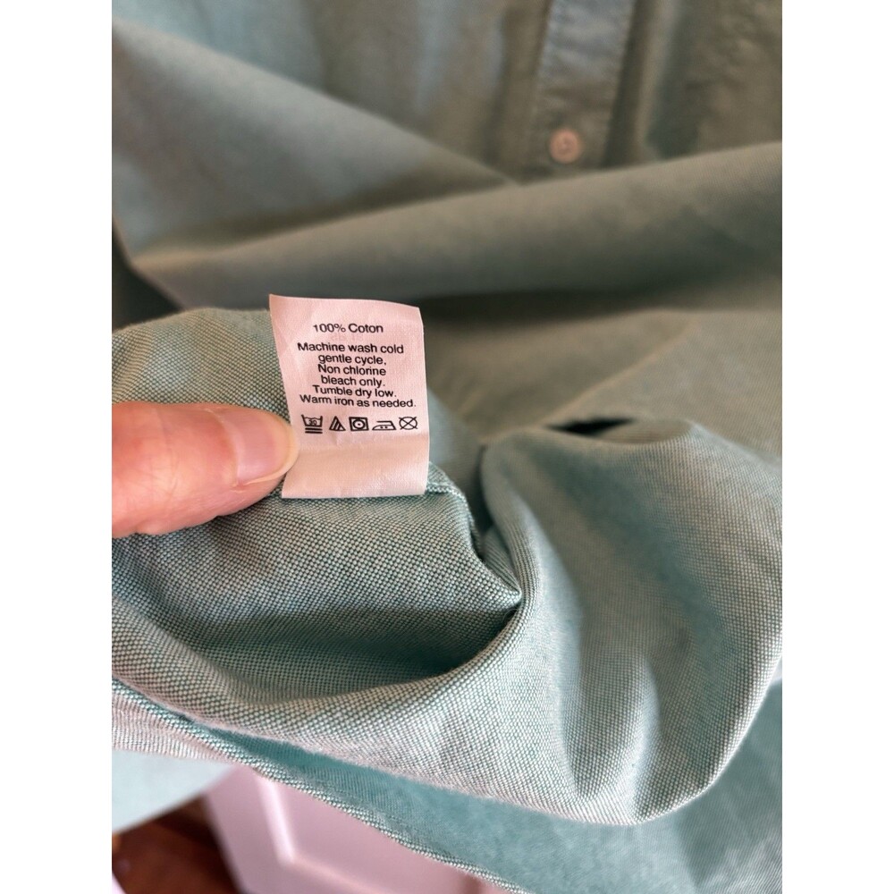 J.Crew Flex Oxford Button Down Shirt Men’s XL 17–17.5 Green Stretch Long Sleeve - Picture 7 of 7